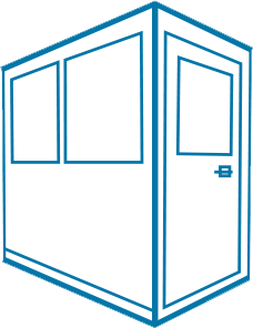 portafab 4x3 preassembled booth with swing door