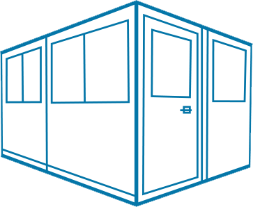 portafab 5x10 preassembled booth with swing door
