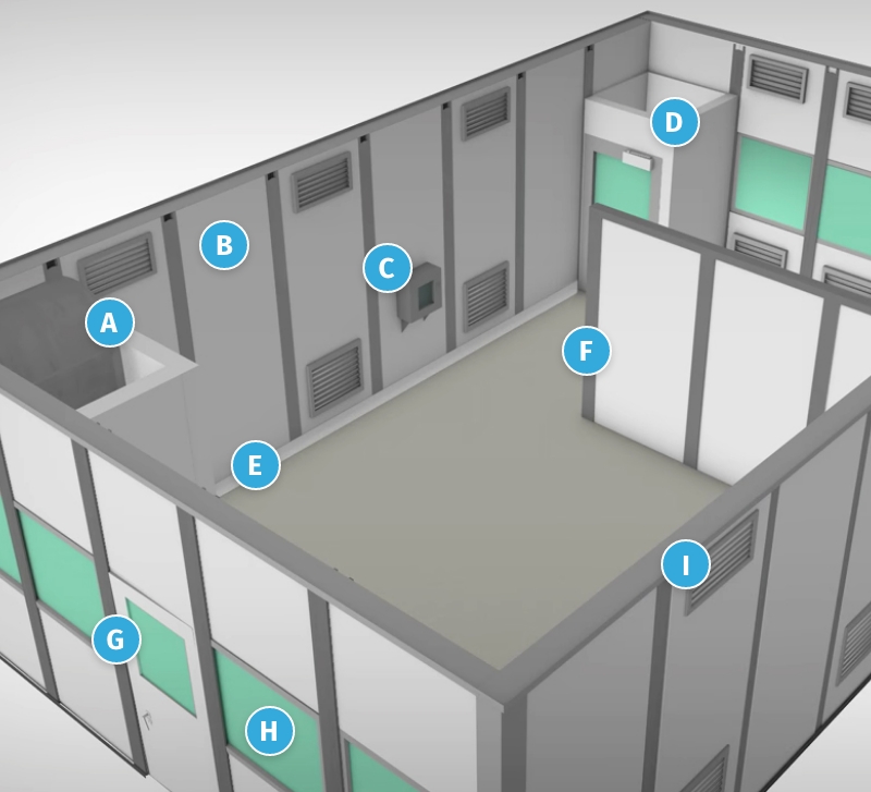 modular cleanroom components illustration