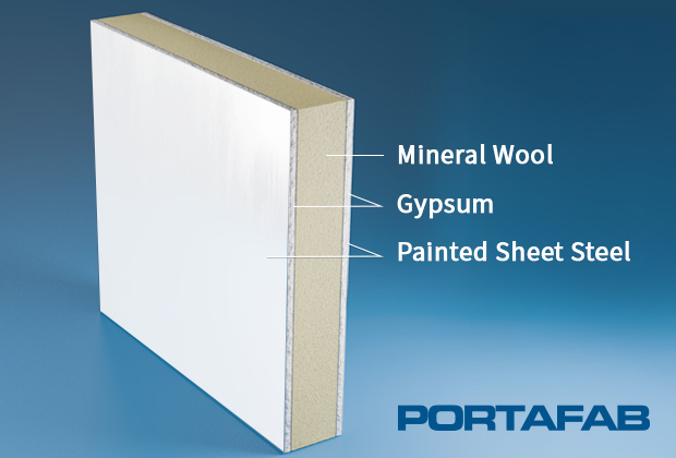 steel sound with mineral wool wall panel illustration