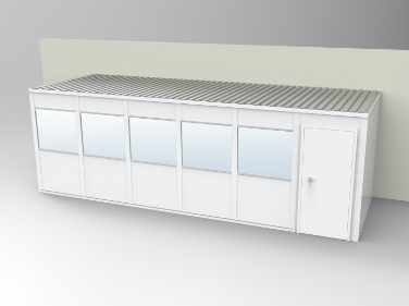 3-wall 8' x 24' modular building illustration