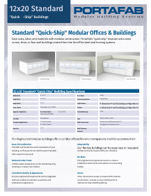 12' x 20' quick-ship modular building sales sheet