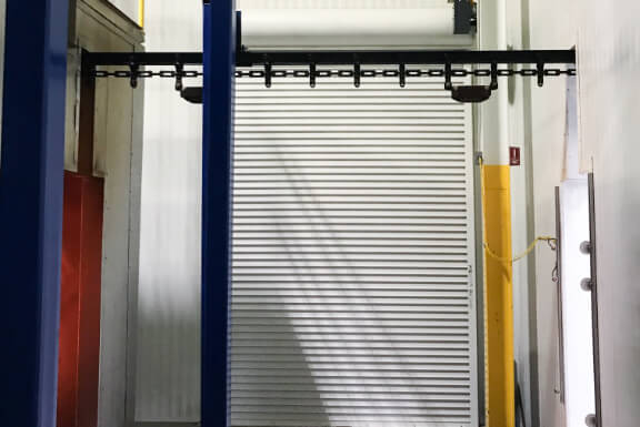SteelSpan system with roll-up door incorporated