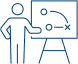 person in front of chart icon